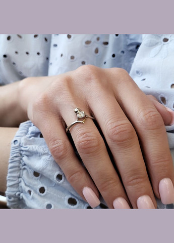 Серебряное кольцо Котик с Белым камнем размер серебро 925 пробы Родированное 4638р 1.20г No Brand (322426362)