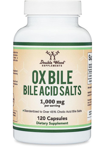 Жовчні кислоти Double Wood Ox Bile Acid Salts 1000 mg, 120capsules Double Wood Supplements (284120244)