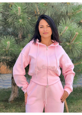 Костюм жіночий Joy One 80073 укорочене худі на блискавці з капюшоном та брюки рівні від стегна No Brand (302899873)