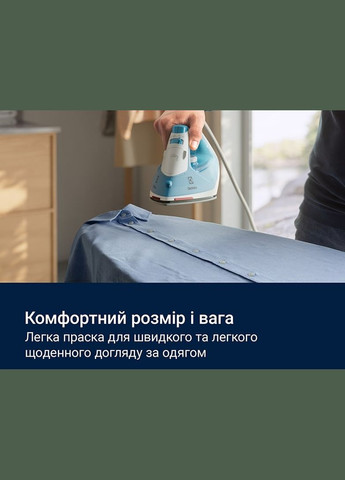 Праска, 2300Вт, 250мл, паровий удар 110гр, керам. підошва, синьо-білий Electrolux (315603135)