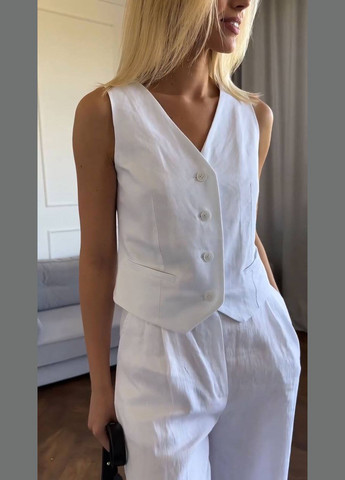 Жіночий костюм двійка жилетка і палаццо колір білий р.46/48 452624 New Trend (285711375)