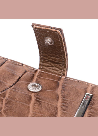 Вместительный мужской кожаный кошелек с монетницей и хлястиком коричневый (sku_22854) No Brand (327820106)