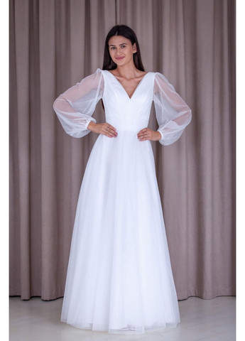 Молочное вечернее платье с юбкой-солнце, а-силуэт Lolita однотонное