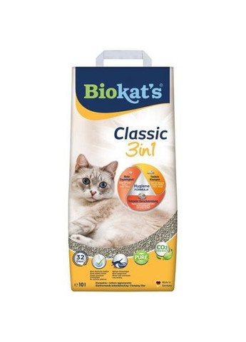 Наповнювач Biokats Classic 3in1 для котячого туалету, бентонітовий, 10 л Biokat's (361267844)