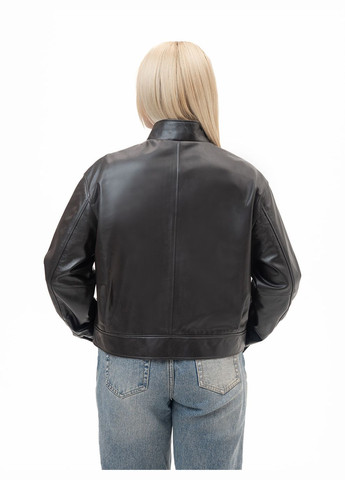 Темно-коричнева демісезонна жіноча шкіряна куртка весна Fabio Monti