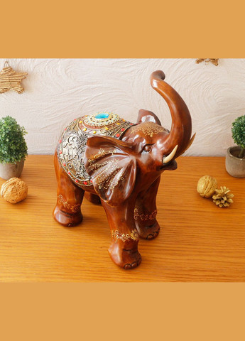 Статуэтка слона с украшениями, хобот вверх 30см (H24813T) Гранд Презент (282841264)