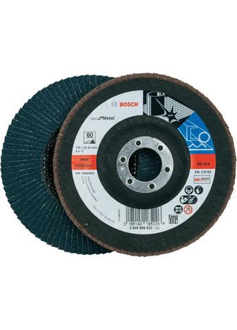 Лепестковый шлифовальный диск (125 мм, P60, 22.23 мм) Best For Metal выпуклый круг (20942) Bosch (271985557)