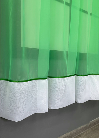 Кухонна фіранка № 047к м'ятний з білим 270х170 см (52-1173) VR-Textil (328199268)