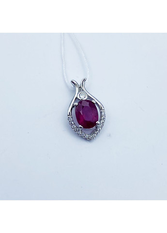 Кулон срібний з рубіном та кубічним цирконієм 1,7 г No Brand (369737715)