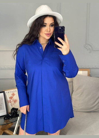 Синяя женская рубашка-туника цвет электрик р.50/52 449715 New Trend