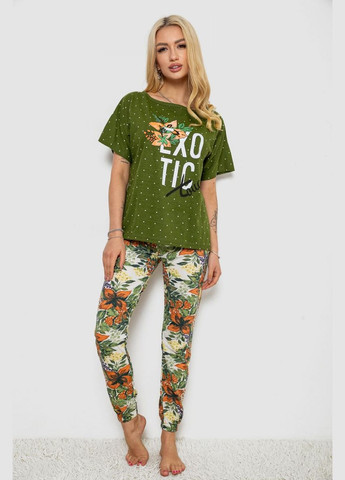 Зеленая всесезон пижама женская с принтом Fashion