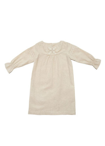Бежевое платье-вышиванка льняное детское для девочек trendy тot Trendy Tot (371262571)