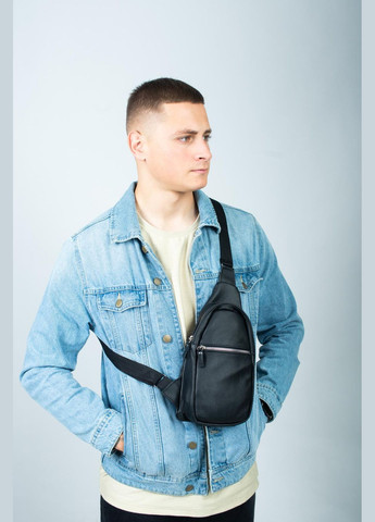 Мужская сумка-слинг из натуральной кожи, сумка через плечо SL016 (Черная) SKILL (324216474)