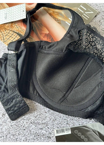 Чорний ажурний бюстгальтер тонкий поролон чорний Diorella