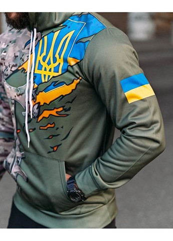 Тактичне чоловіче худі на флісі з принтом олива No Brand (364188816)