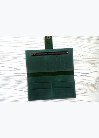 Гаманець кошелек портмоне Hold ручної роботи натуральна шкіра на кнопці, зелений, 19*10 см No Brand (329746537)