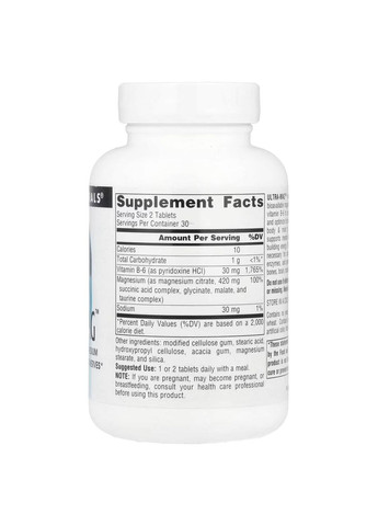 Ultra-Mag, магній з вітаміном В6, 60 таблеток Source Naturals (361858505)