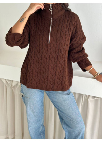 Коричневый демисезонный женский свитер джемпер No Brand