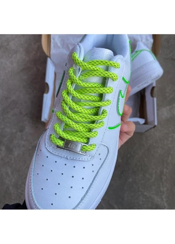КРОССОВКИ ЖЕНСКИЕ NIKE AIR FORCE 1 LOW WHITE GREEN НАЙК АИР ФОРС 1 БЕЛЫЕ No Brand белые демисезоны (391065749)