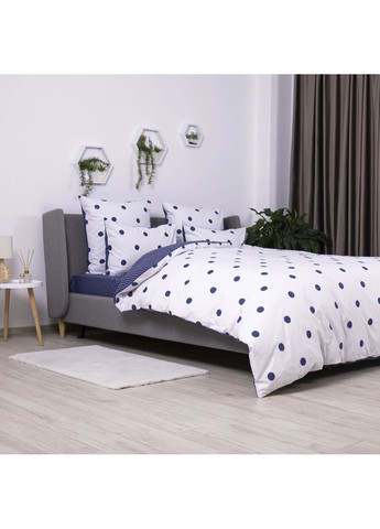 Сімейний комплект постільної білизни з наволочками 50*70 см, 115 гр/м2 Perfect Dots Білий з синім (18530150215) ТЕП (365851947)