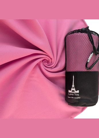Дорожній спортивний рушник з мікрофібри з чохлом Рожевий (A-025673) Love You хакі