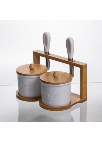 Набір маслянок для вершкового масла 2 (шт) з ножами 2 (шт) на бамбуковій підставці SCT-641 Yiwu (370974057)