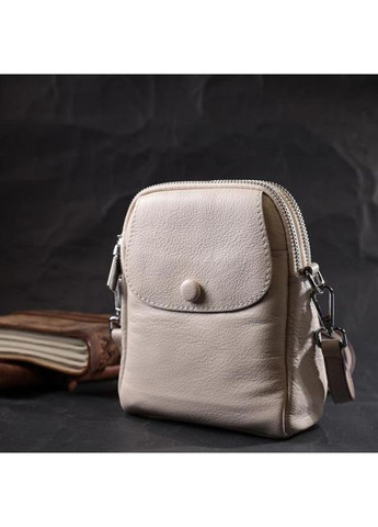 Сумка крос-боді через плече для телефону та документів жіноча з натуральної шкіри маленька Білий 37092 Vintage (353690048)