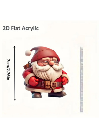 Акриловый Санта Клаус (Дед Мороз) елочная игрушка или подвеска в машину, подвеска на ключи No Brand (314813459)