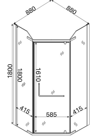 Душова кабіна пятикутна без піддона RABA N90FS (1уп.) Bravo (299995171)