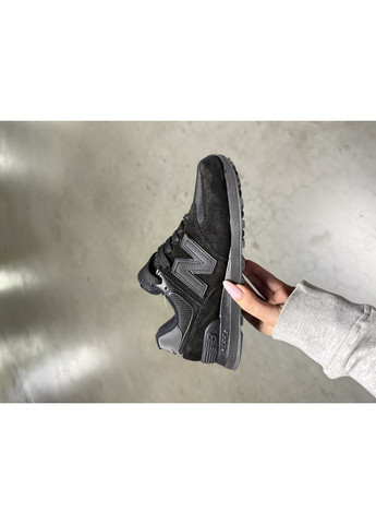КРОССОВКИ ЖЕНСКИЕ NEW BALANCE 574 ALL BLACK НЬЮ БЕЛАНС 574 No Brand чёрные демисезоны (368887680)