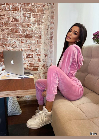 Женский комбинезон No Brand комбинезон-брюки розовый спортивный, повседневный, кэжуал велюр