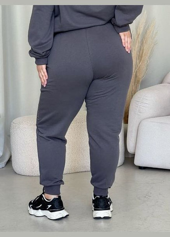 Женские спортивные штаны джогеры больших размеров двухнитка серые You Best (332621168)