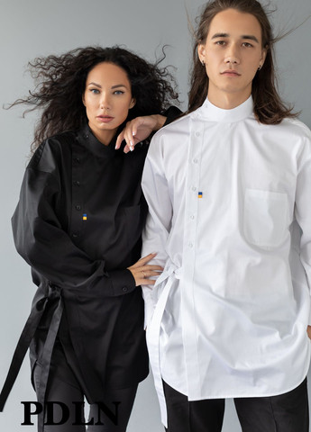 Оверсайз рубашка унисекс с завязкой в области талии. PDLN (304255195)