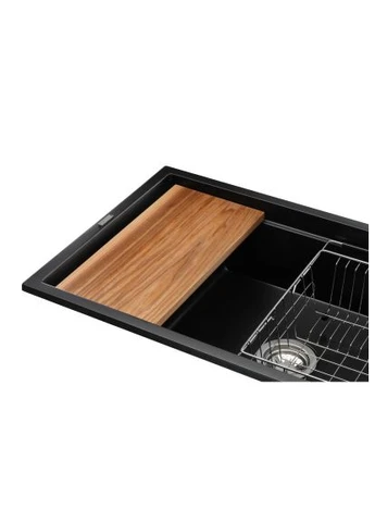 Мойка кухонная Basic Artes black shine (+ смеситель Campo LUX inox + дозатор Redondo inox + корзина (ksg1101) GRANADO Basic Artes black shine (+ змішувач Campo LUX inox (379180487)