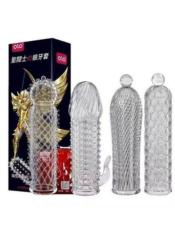 Насадка на член точкова з мастилом із кристалічного силікону, прозора OLO (323652420)