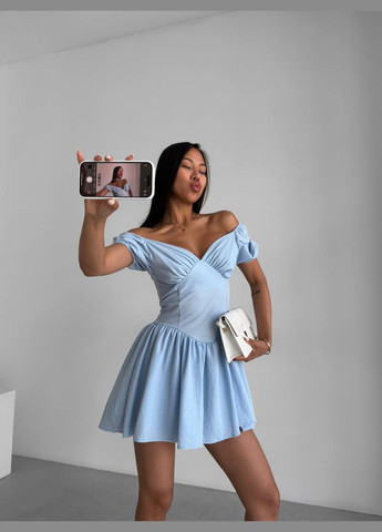 Жіночий вечірній комбінезон Adelante однотонний блакитний вечірній