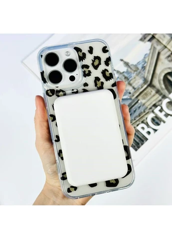 Чохол Transporent Case with Print Magnetic для iPhone 16 Pro Leopard-brown No Brand (382779372)
