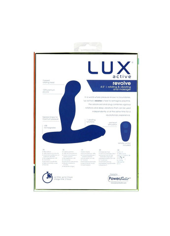Масажер простати з ротацією та вібрацією Revolve, пульт ДК Lux Active (334000791)