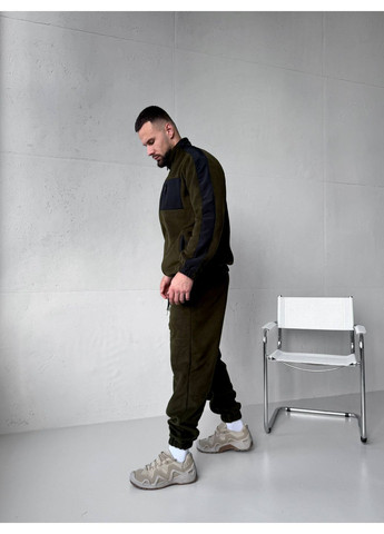 Оливковий (хакі) зимній зимовий чоловічий костюм з флісу брючний Vakko