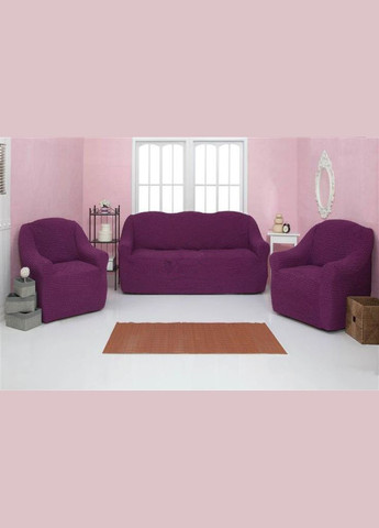 Чохли на диван та два крісла натяжні без оборки 07-225 (універсальні) Фіолетовий Venera (268547768)