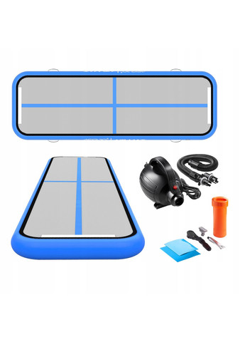 Мат надувной гимнастический 300x100x15 cм P-5907739311771 Голубой 4FIZJO (352475233)