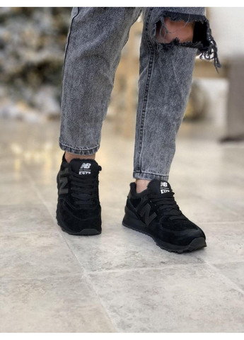 КРОССОВКИ ЖЕНСКИЕ NEW BALANCE 574 BLACK 1 НЬЮ БЕЛАНС 574 No Brand чёрные зима (369393249)