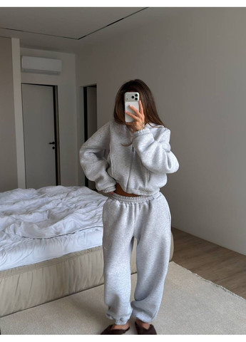 Теплий костюм з турецької тринитки на флісі | 2-ка з подвійним капюшоном Україна (366671233)