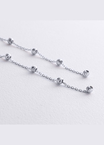 Сережки - протяжки з кульками (біле золото) с09057 Oniks (292786905)