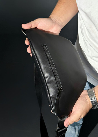 Стильная мужская бананка из натуральной кожи (черная) Vishnya (317437329)