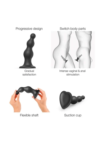 Насадка для страпона Dildo Plug Beads Black S Strap-On-Me (296623666)
