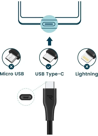 Комплект кабелей RAMPOW USB-A - USB Type-C 10W 2 м (набор 5 шт.) для быстрой зарядки смартфонов, планшетов и других устройств No Brand (398829658)