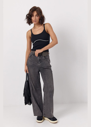 Майка в рубчик с контрастной вставкой под грудью Lurex — 322655513