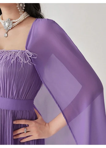 Сиреневое длинное платье SHEIN однотонное