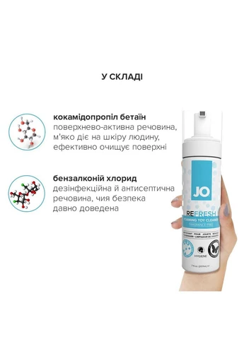 М’яка пінка для очищення іграшок JO REFRESH (207 мл) дезінфікує, проникає глибоко System JO (383103343)